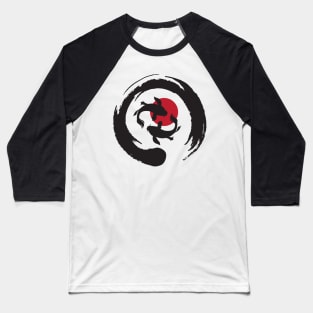 Zen Symbol with Koi Fishes And Red Sun Baseball T-Shirt